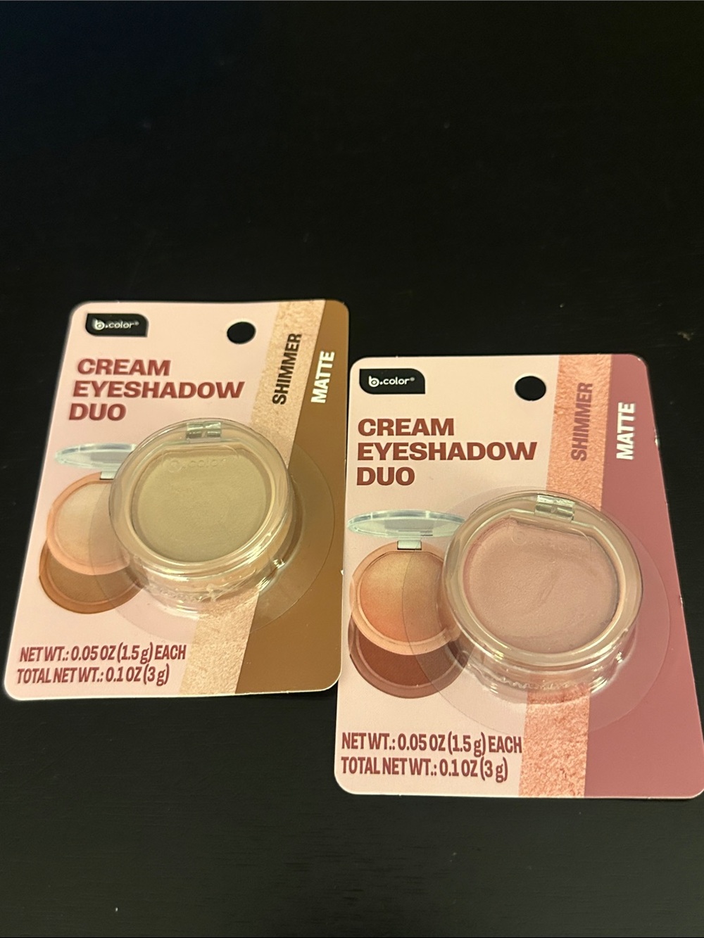 2 b.pure Cream Eyeshadow Duos — Pink and Beige Shades